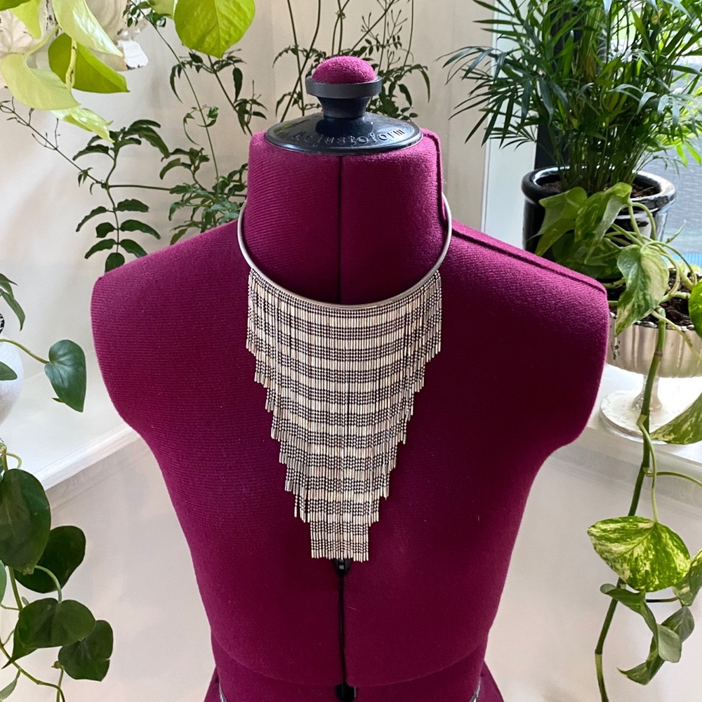 Silver bib necklace